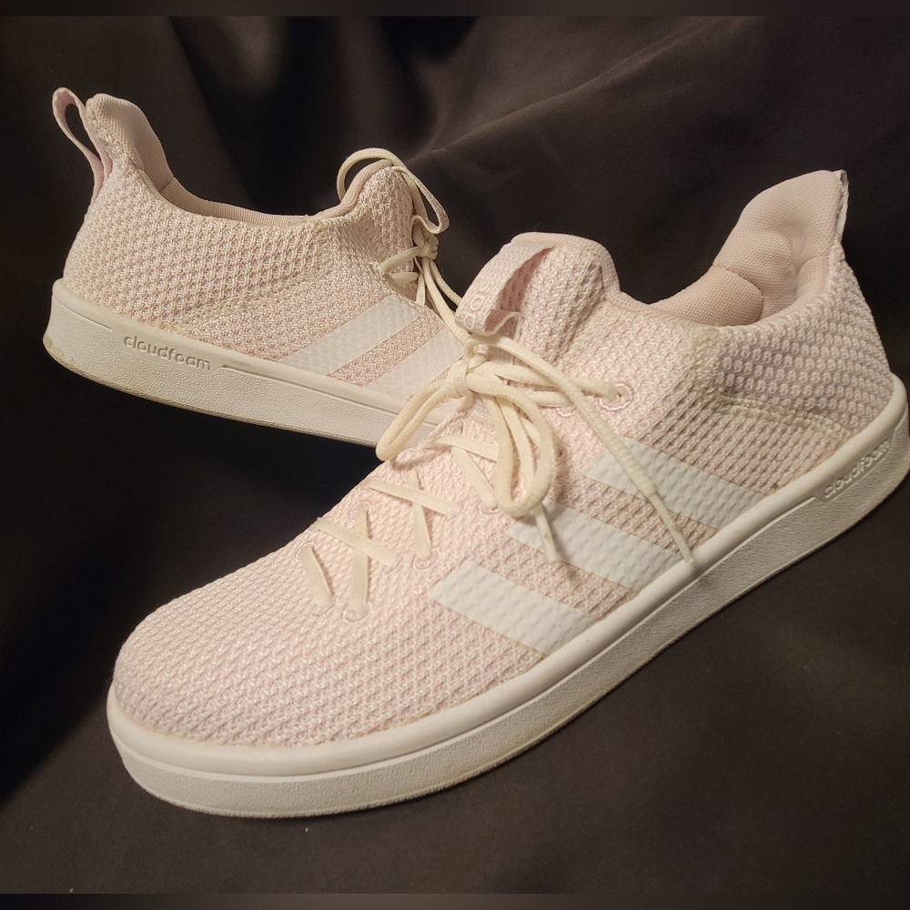 Adidas Light Pink Womens Size 10 Pastel Spring Tennis Shoe Cloudfoam Lightweight